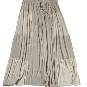 POL Loose Knit Wide Leg Patchwork Boho Palazzo Beige Pants Size M